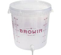 Browin 340439 Beste Angebote Réservoir de Fermentation 30 L + Couvercle + Tuyau de Fermentation + Robinet Seau à Vin Seau de Fermentation Ballon de Fermentation, Blanc