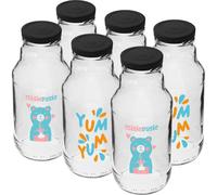 Browin 631331 Lot de 6 bouteilles vides en verre 330 ml avec bouchon à vis TO43 - Bouteilles de jus, bouteilles de lait 330 ml avec impression et bouchon à vis