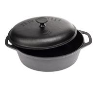 BROWIN® Marmite en fonte 330525 | Cocotte traditionnelle en fonte | Pot à pain robuste avec couvercle pour induction, four et cuisinière | Cocotte pour cuisiner, braiser, rôtir, frire | Noir 5,5 l