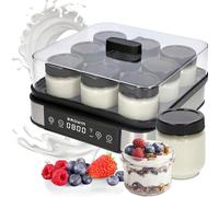 BROWIN® Yaourtière avec thermostat, yaourtière avec capacité de 1,6 l, 9 bocaux blancs, plage de température : 25-65 °C, pour yaourt fait maison, contient 9 pots de yaourt avec couvercle