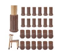 (Brown)24pcs Chair Socks Furniture Socks Non-slip Elastic Chair Leg Feet Socks Covers, Knitted Furniture Pads For Furniture Feet Girth From 3" To 5"