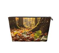 Brown Acorn Art Trousse de maquillage de voyage en cuir étanche