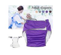 (Brown)Adult Cloth Diaper Nappy Reusable Waterproof Elderly Breathable Comfortable Insert Hook