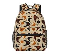 Brown Atomic Retro Boomerangs Mid Century Modern Art Daypack Sac à bandoulière léger et polyvalent antivol Sac à dos pour ordinateur portable de grande capacité Sac à dos avec bretelles réglables