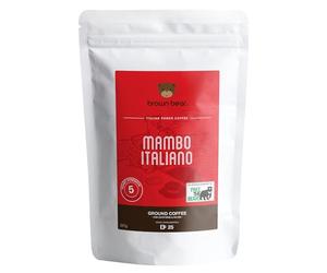 Brown Bear Café en Grains Mambo Italiano, Mélange pour Expresso Caféiné 100% Arabica, Torréfaction Corsée, Intensité N°5 - Idéal avec Mélange Lait Capuccino/ Latte - Machines à Moulin/ Cafetières 227g