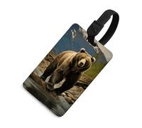 Brown Bear Étiquette de bagage avec carte d'identité en cuir imperméable Accessoires de voyage pour adultes femmes hommes