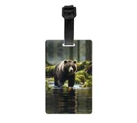 Brown Bear Étiquette de bagage avec carte d'identité et protection de confidentialité pour valises, sacs et étiquettes de valise