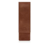 Brown Bear Étui en cuir véritable pour 2 stylos, Noir Lederetui für 2 Schreibgeräte 02 marron moka avec fermeture magnétique
