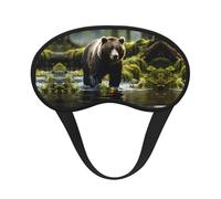 Brown Bear Masque de sommeil occultant à imprimé pounce - Couvre-yeux confortable, réglable, parfait pour les voyages, la méditation et le camping