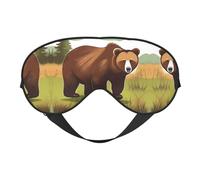 Brown Bear Masque doux pour les yeux, imprimé sur toute la surface, 96 % polyester, 4 % élasthanne
