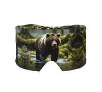 Brown Bear Pounce Bandeau unisexe pour dormir sur le côté, masque pour les yeux et cache-oreilles (68,1 x 10,9 cm), intérieur et extérieur, voyage, yoga, réglable et confortable