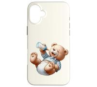 Brown Bear Silly Baby Boy Ours en Peluche Bleu pour fête prénatale Coque pour iPhone 16 Plus