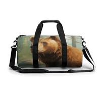 Brown Bear Water And Trees Sac de sport pour homme et femme avec compartiment à chaussures, poche humide, style 4, 45 cm/22,9 cm/22,9 cm, Style-4, 17.7in/9in/9in