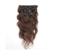 Brown Body Wave Brazilian Clip in Hair Extensions Human Hair 10Pcs Remy HairExtensions for Black Women with 20 Clips Installation et enlèvement faciles(26inch)