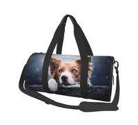 Brown Border Collie Bokeh Dieu aux Yeux Jaunes, Sac de Voyage de Grande capacité, Sac à Main Rond, Sac de Voyage de Sport, fourre-Tout, Sac de Fitness
