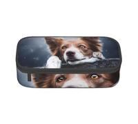 Brown Border Collie Bokeh Dieu aux Yeux Jaunes, Trousse à Crayons, Trousse à Crayons, Trousse à Crayons de Grande capacité, Trousse à cosmétiques