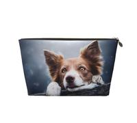 Brown Border Collie Bokeh Dieu aux Yeux Jaunes, Trousse de Maquillage Trousse à cosmétiques Trousse de Toilette de Voyage Portable Pochette de Toilette