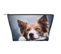 Brown Border Collie Bokeh Dieu aux Yeux Jaunes, Trousse de Toilette Trousse de Maquillage Sac à cosmétiques Trousse de Toilette de Voyage Portable