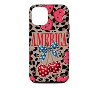 Brown Cheetah America Girls Imprimé léopard Cerise et nœud Coque pour iPhone 12/12 Pro