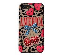 Brown Cheetah America Girls Imprimé léopard Cerise et nœud Coque pour iPhone SE (2020) / 7/8
