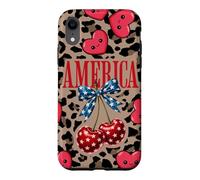 Brown Cheetah America Girls Imprimé léopard Cerise et nœud Coque pour iPhone XR