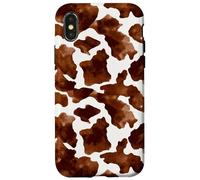 Brown Cowhide Western Cowgirl Cow Animal Print Coque pour iPhone X/XS