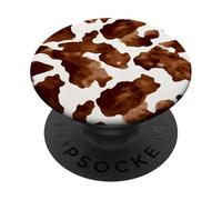 Brown Cowhide Western Cowgirl Cow Animal Print PopSockets PopGrip Adhésif