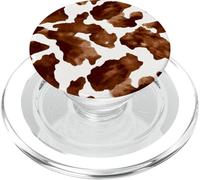 Brown Cowhide Western Cowgirl Cow Animal Print PopSockets PopGrip pour MagSafe