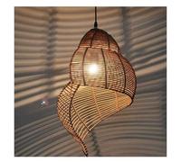 Brown Creative Spiral Weave Rattan Decorative Pendant Lamp Tropical Industrial Chandelier Hanging Light with Adjustable Cord for Dining Room Restaurant(Brown,B)