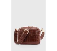Brown Croc Embossed Crossbody Bag for Women