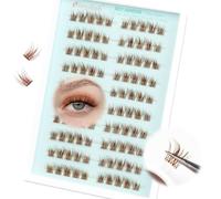Brown Extension Cils Kit Auto AdhéSifs Extension Cils Wispy Faux Cils Individuel C Curl Cluster Lashes 7-12mm Volume Stick On DIY at Home Lightweight by Obeyalash(Brown)