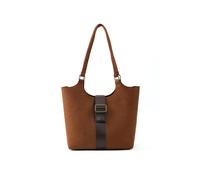 Brown Faux Leather Snap Closure Crossbody Hand Bag Single Compartment Shoulder, Arm and Handbag Brown