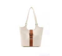Brown Faux Leather Snap Closure Crossbody Hand Bag Single Compartment Shoulder, Arm and Handbag White