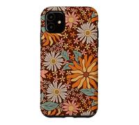 Brown Flowers Meadow Floral Retro Groovy Aesthetic Women Coque pour iPhone 11