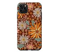 Brown Flowers Meadow Floral Retro Groovy Aesthetic Women Coque pour iPhone 11 Pro Max