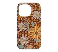 Brown Flowers Meadow Floral Retro Groovy Aesthetic Women Coque pour iPhone 13 Pro
