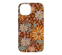 Brown Flowers Meadow Floral Retro Groovy Aesthetic Women Coque pour iPhone 14