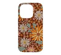 Brown Flowers Meadow Floral Retro Groovy Aesthetic Women Coque pour iPhone 14 Pro