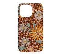 Brown Flowers Meadow Floral Retro Groovy Aesthetic Women Coque pour iPhone 14 Pro Max