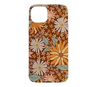 Brown Flowers Meadow Floral Retro Groovy Aesthetic Women Coque pour iPhone 15 Plus