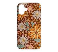 Brown Flowers Meadow Floral Retro Groovy Aesthetic Women Coque pour iPhone 16 Plus