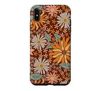 Brown Flowers Meadow Floral Retro Groovy Aesthetic Women Coque pour iPhone XS Max