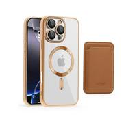 (Brown)For iPhone 16 Pro Case Compatible with MagSafe TPU + PC Mobile Cover with Card Bag