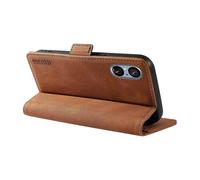 (Brown) For Sony Xperia 5 V Leather Phone Case Folding Stand Wallet Cover