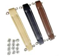 Brown Leather Guitar Amp Handle 8.3in Metal Bar(White) | PU leather exterior, bar core, 210mm length, brown vintage look, easy install