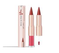 Brown Lip Liner & Gloss Set, 2-in-1 crayon à lèvres repulpant double embout avec gloss hydratant, kit mat haute brillance, maquillage nude ombré brillant longue tenue et waterproof pour femme (1#)