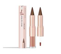 Brown Lip Liner & Gloss Set, 2-in-1 crayon à lèvres repulpant double embout avec gloss hydratant, kit mat haute brillance, maquillage nude ombré brillant longue tenue et waterproof pour femme (3#)