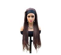 Brown Long Headband Box Braids Wig Braided Dreadlock Wig Synthetic Braiding Beauty Hair Wigs For Women/Men(#33)