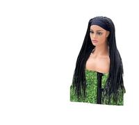 Brown Long Headband Box Braids Wig Braided Dreadlock Wig Synthetic Braiding Beauty Hair Wigs For Women/Men(#1B)