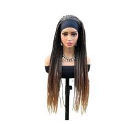 Brown Long Headband Box Braids Wig Braided Dreadlock Wig Synthetic Braiding Beauty Hair Wigs For Women/Men(T30)